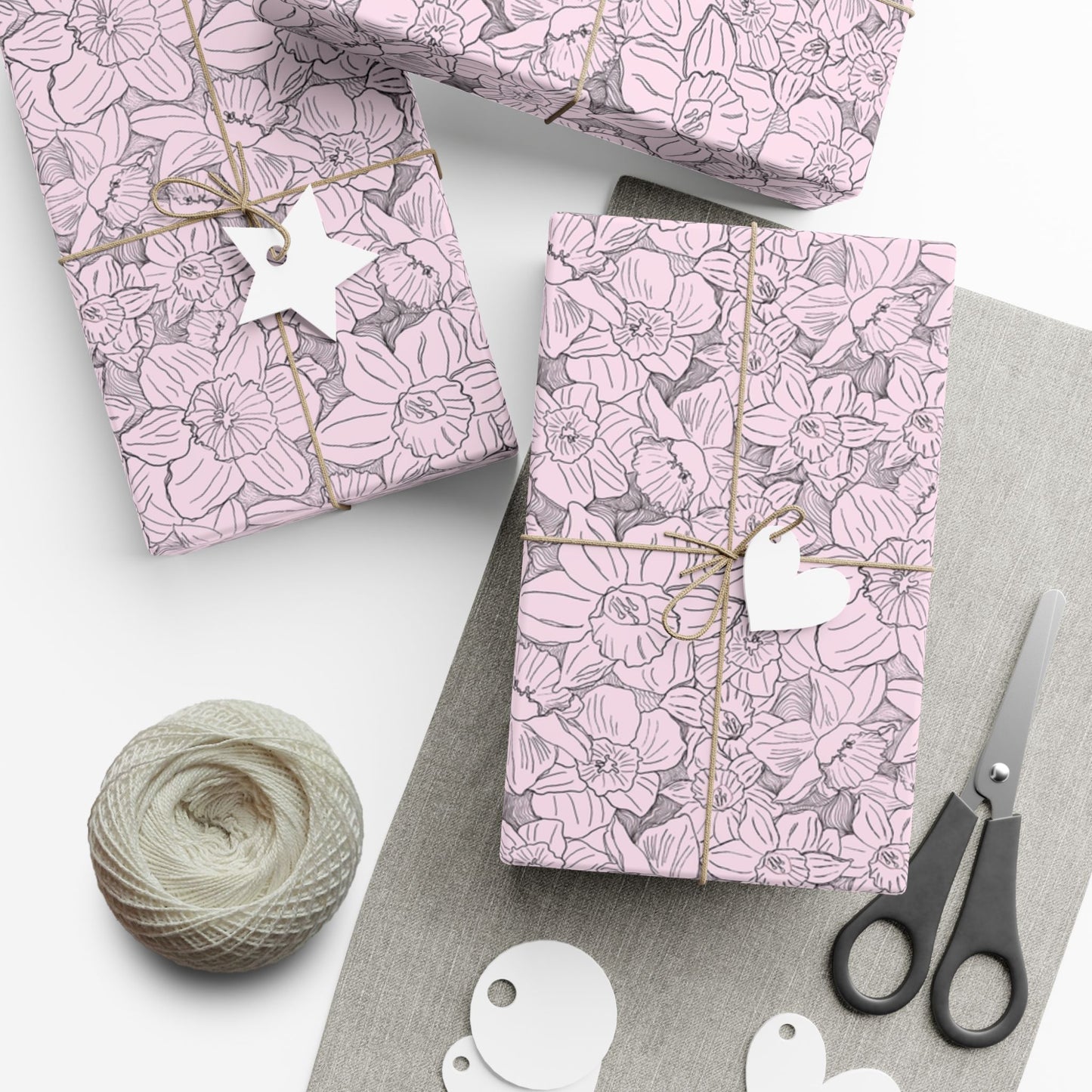 Blush Floral Line Art Gift Wrap