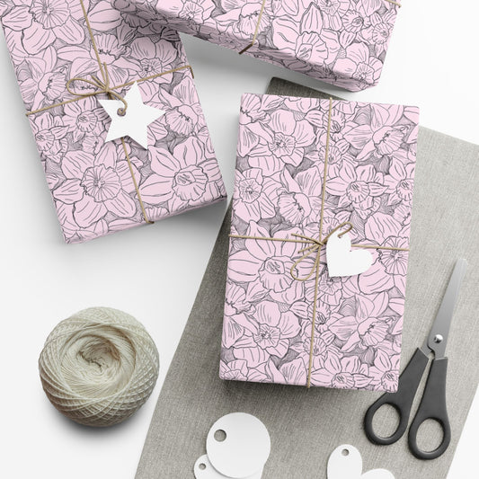 Blush Floral Line Art Gift Wrap