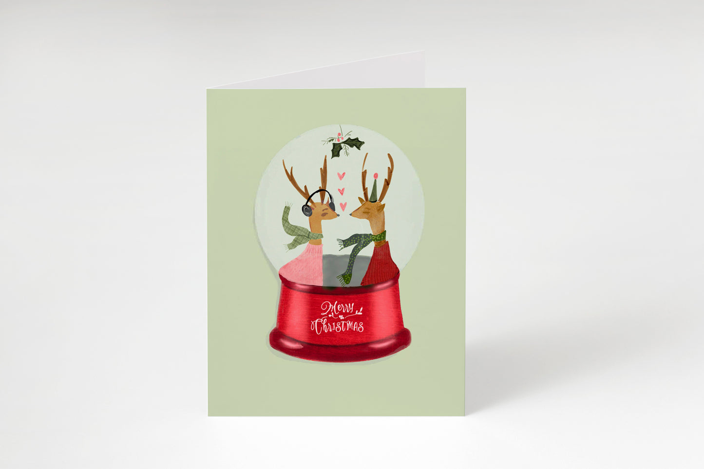 Reindeer Snow Globe Christmas Card – Whimsical Holiday Card